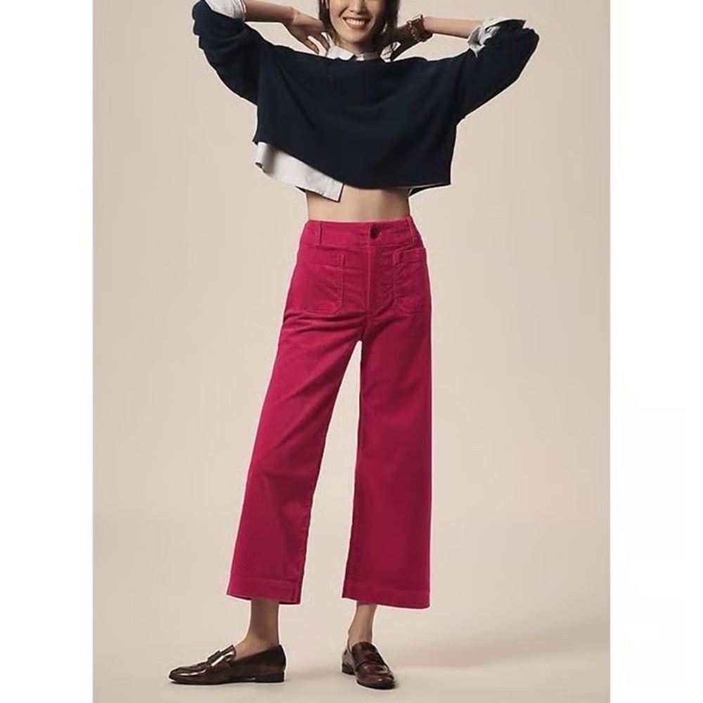 Maeve Colette Corduroy Pants in Raspberry
